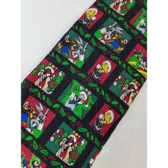 Looney Tunes Men's Neck tie Necktie Christmas Holiday Silk 1998 vintage - Picture 3 of 7